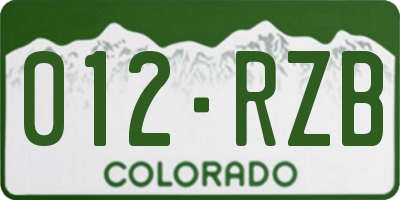 CO license plate 012RZB
