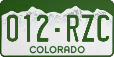 CO license plate 012RZC