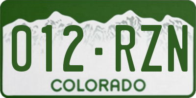 CO license plate 012RZN