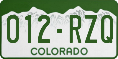 CO license plate 012RZQ