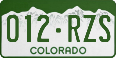 CO license plate 012RZS