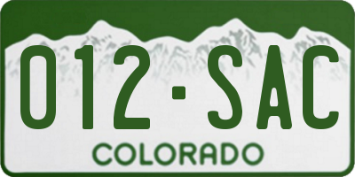 CO license plate 012SAC