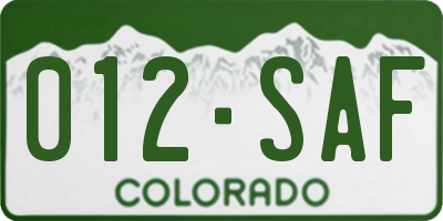 CO license plate 012SAF
