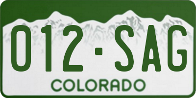 CO license plate 012SAG