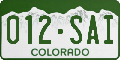 CO license plate 012SAI