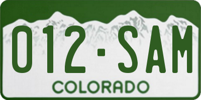 CO license plate 012SAM