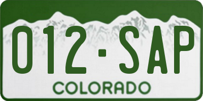 CO license plate 012SAP
