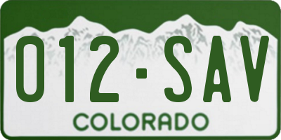 CO license plate 012SAV