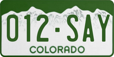 CO license plate 012SAY