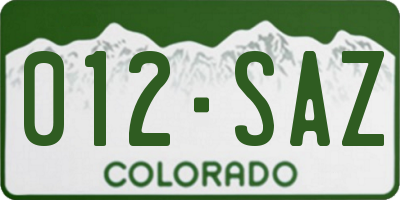 CO license plate 012SAZ