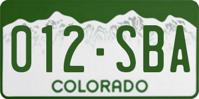 CO license plate 012SBA