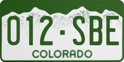 CO license plate 012SBE