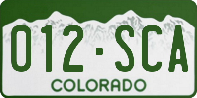 CO license plate 012SCA