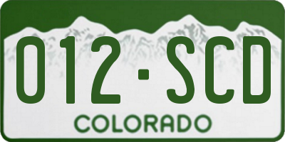 CO license plate 012SCD