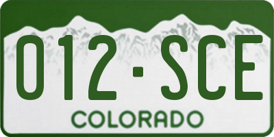 CO license plate 012SCE