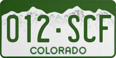 CO license plate 012SCF