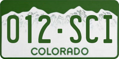 CO license plate 012SCI