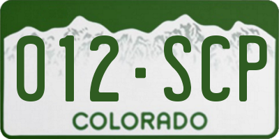 CO license plate 012SCP