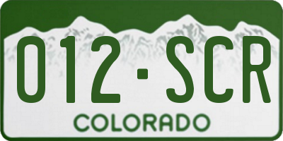 CO license plate 012SCR