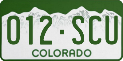 CO license plate 012SCU