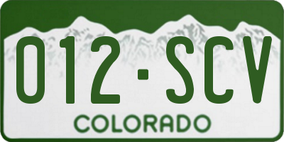 CO license plate 012SCV