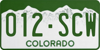 CO license plate 012SCW