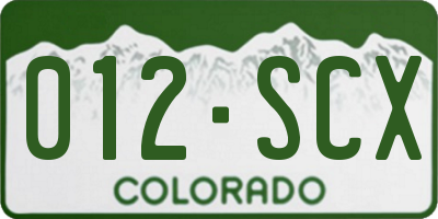 CO license plate 012SCX