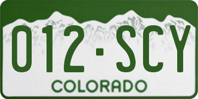 CO license plate 012SCY