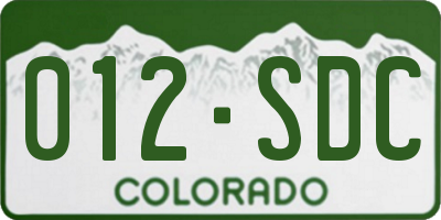 CO license plate 012SDC