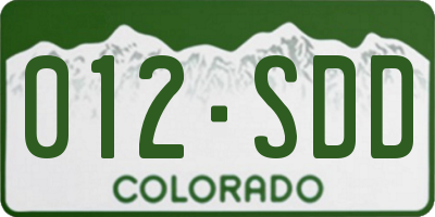 CO license plate 012SDD