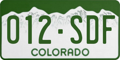 CO license plate 012SDF