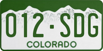 CO license plate 012SDG