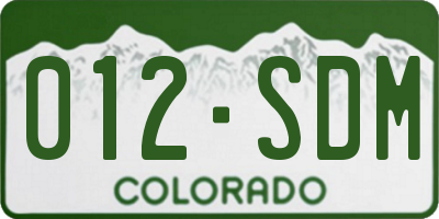 CO license plate 012SDM