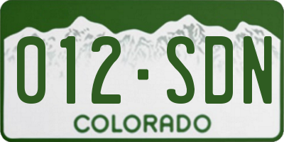 CO license plate 012SDN