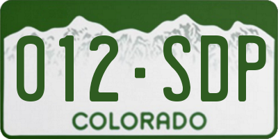CO license plate 012SDP