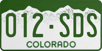 CO license plate 012SDS