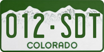 CO license plate 012SDT