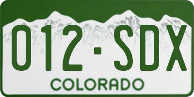 CO license plate 012SDX