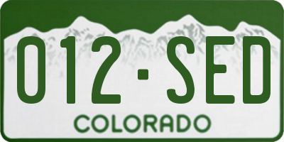 CO license plate 012SED
