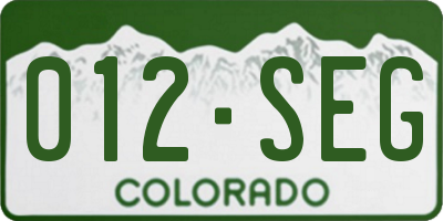 CO license plate 012SEG