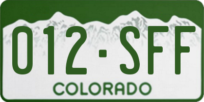 CO license plate 012SFF