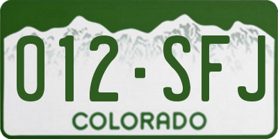 CO license plate 012SFJ