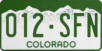 CO license plate 012SFN