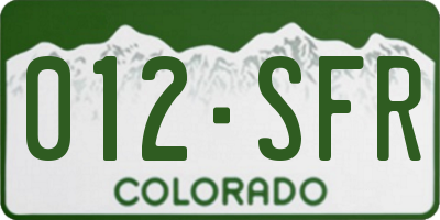 CO license plate 012SFR
