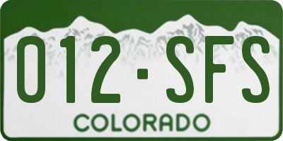 CO license plate 012SFS