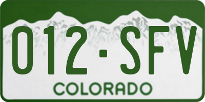 CO license plate 012SFV