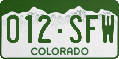 CO license plate 012SFW