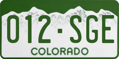 CO license plate 012SGE