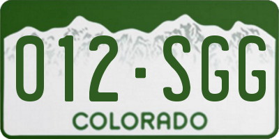 CO license plate 012SGG