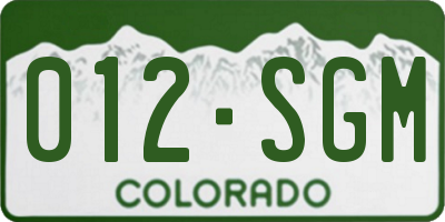 CO license plate 012SGM